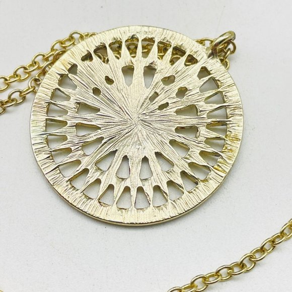 Compass Pendant Necklace Gold Tone Fleur de Lis Classic Career Cosplay LARP - Picture 4 of 8